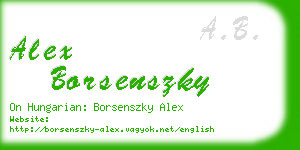 alex borsenszky business card